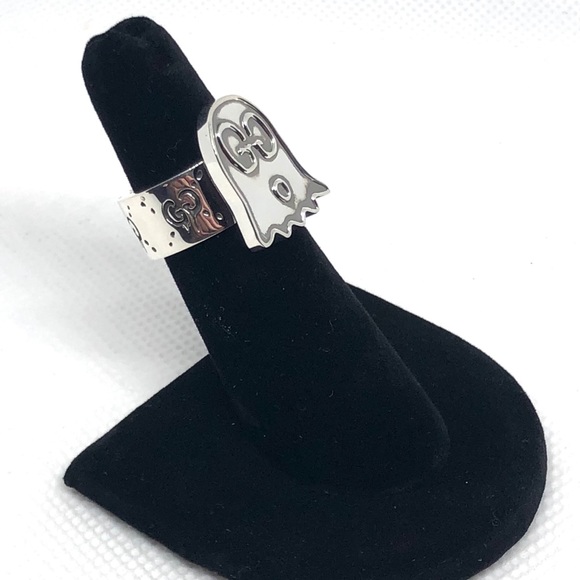 New Authentic GUCCI GHOST GG Sterling Silver Ring - Picture 7 of 11